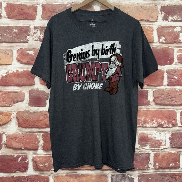 Disney T Shirt Women's Men's Large Gray Genius Grumpy Snow White Seven 7 Dwarfs - Picture 6 of 8